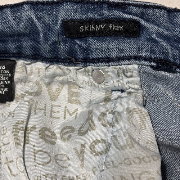 CJ Black Premium Skinny Flex Jeans 34x34 Moto Distressed Paint Splatter Denim - Picture 7 of 14